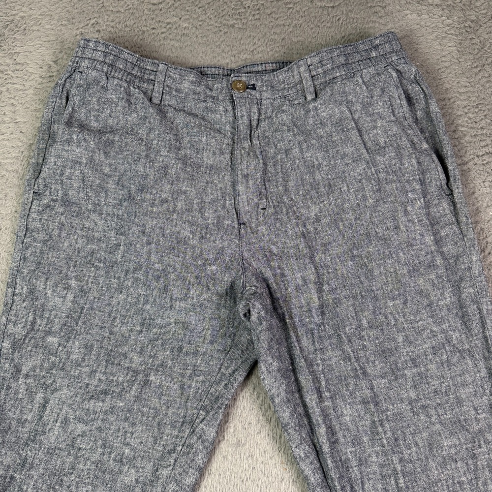 Banana Republic Linen Pants Mens 34x27 Blue Slim Tapered Drawstring Chino Beach